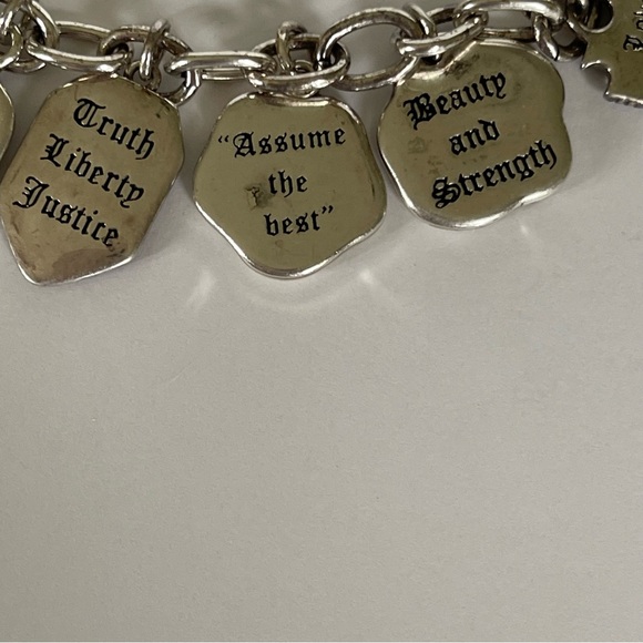 VINTAGE BRIGHTON Bracelet: Devotion Shield Silver & Gold Charm Bracelet RETIRED - Picture 6 of 7